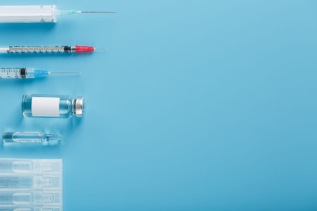 A set of medicines in ampoules and syringes for the treatment of viruses, vaccination and diseases....