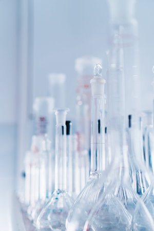 Laboratory glassware, test tubes and flasks for experiments and scientific discoveries. Laboratory...