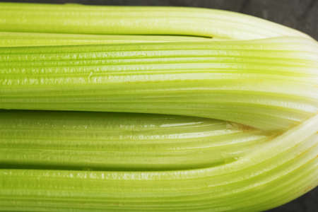 Fresh celery stalks close-up as a full-screen texture. The concept of healthy vegetarian food.の写真素材