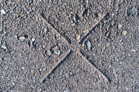 Concrete texture with crack in full screen as background. View from aboveの写真素材