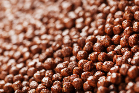 Chocolate balls Ready breakfast texture close-up. Full screen as backgroundの写真素材