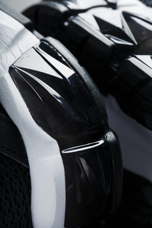 Gel inserts for cushioning on the sole of ultra-modern sports sneakers Close-up. Sports Technology