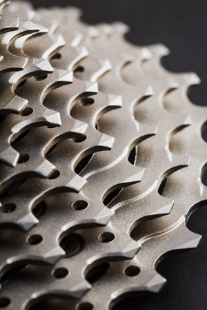 Bicycle stars from a bicycle chain drive mechanism on a black background