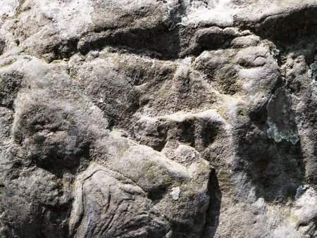 Texture of ancient stone blocks of ancient buildings made of natural stoneの写真素材