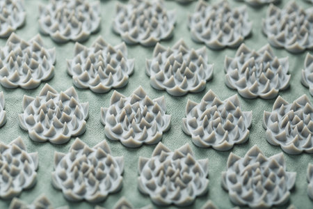 A set of multicolored needles pins in a round platformの写真素材
