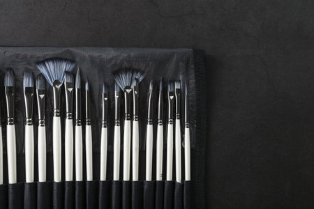 A set of art brushes for drawing on a black background