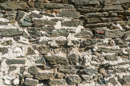 Stonework pattern - texture of a Greek medieval castle in Thessaloniki named Eptapyrgioの写真素材