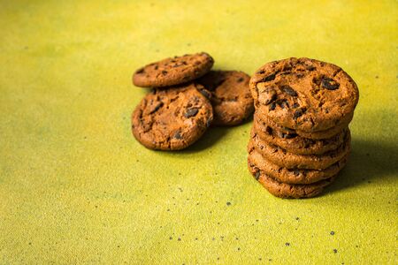 healthy chocolate cookies on the tableの写真素材