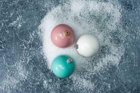 christmas background with balls and snowflakes