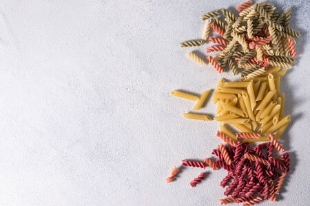 vegetarian healthy pasta, background. Copy space Vegetarian food. Delicious italian pastaの写真素材