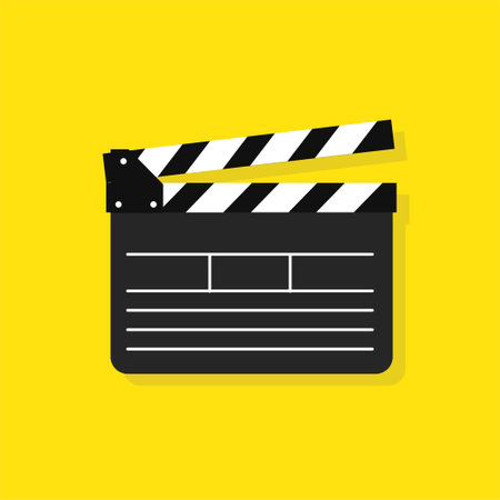 Clapper board vector flat design icon. Vector Illustrationのイラスト素材