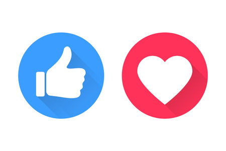 Thumbs and heart icon. Vector love and love icon. Like and like buttons ready for websites and mobile apps. Vector illustrationのイラスト素材