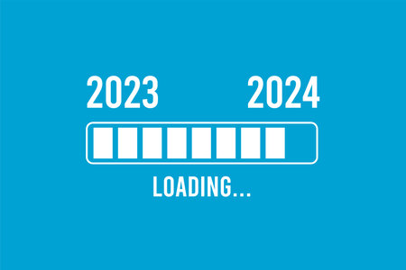 Loading process ahead of new year 2024. Symbol of new year 2024 celebration. Creative festive banner...