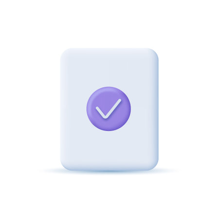 Document check mark icon. File, clipboard, checklist, Business. 3D design concept. Vector illustrationのイラスト素材