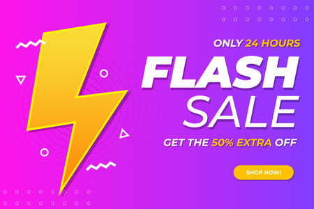 Flash sale banner for online shopping . Vector illustrationのイラスト素材