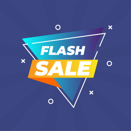Flash sale banner abstract gradient elements with navy background. Vector illustrationのイラスト素材