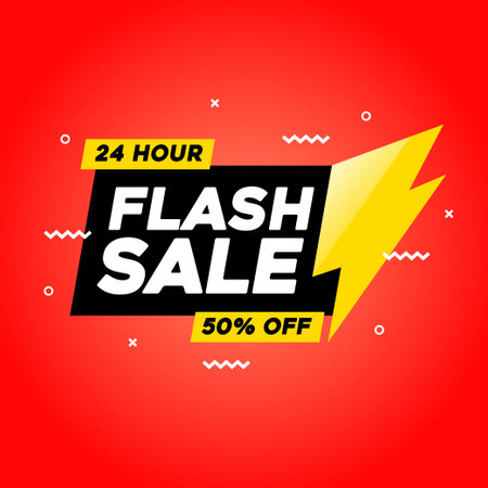 24 hour, Flash Sale, 50% off banner template. Vector illustration.のイラスト素材