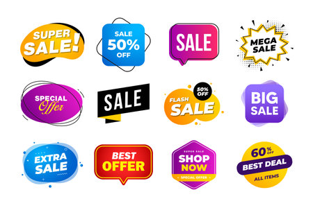 Collection of sales discount banners. Best price sticker. Offer and sale labels. Discount banner template design for promotion. Vector illustrationsのイラスト素材