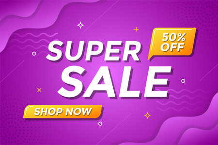 Super sale banner and discount template design. Vector illustrationのイラスト素材