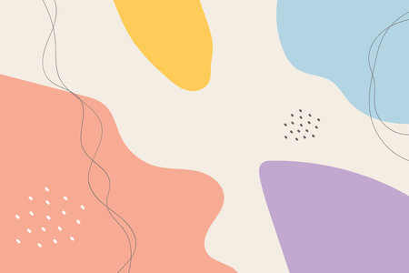 Abstract background. Hand drawing various shapes and doodle objects. Trendy modern contemporary vector illustration. Every background is isolated. Pastel colorのイラスト素材