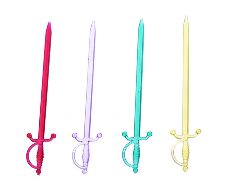 Cocktail swords decoration isolated on whiteの写真素材