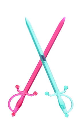 Cocktail swords decoration isolated on whiteの写真素材