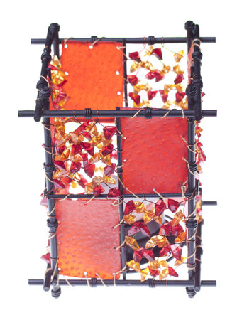 Red candle lantern isolated on whiteの写真素材