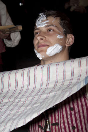 ARBANASSI, BULGARIA - CIRCA MARCH 2012 - Young group perform kukeri custom show circa March 2012 in Arbanassi.のeditorial素材