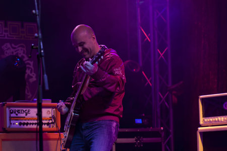 VELIKO TARNOVO, BULGARIA - JUNE 1: Yordan Karadzhov from Signal rock band performs a show at...