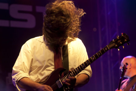 VELIKO TARNOVO, BULGARIA - JUNE 1: Bandx - AC/DC tribute band performs a show at Motorock festival...
