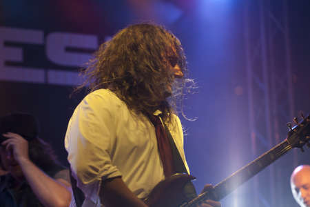 VELIKO TARNOVO, BULGARIA - JUNE 1: Bandx - AC/DC tribute band performs a show at Motorock festival Veliko Tarnovo 2012, on June 1, 2012 in Veliko Tarnovo, Bulgaria.のeditorial素材