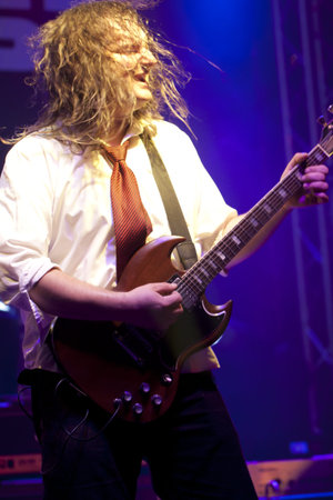 VELIKO TARNOVO, BULGARIA - JUNE 1: Bandx - AC/DC tribute band performs a show at Motorock festival...