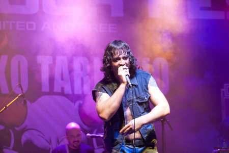VELIKO TARNOVO, BULGARIA - JUNE 1: Bandx - AC/DC tribute band performs a show at Motorock festival Veliko Tarnovo 2012, on June 1, 2012 in Veliko Tarnovo, Bulgaria.のeditorial素材