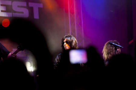 VELIKO TARNOVO, BULGARIA - JUNE 2: Joe Lynn Turner band performs a show at Motorock festival Veliko Tarnovo 2012, on June 2, 2012 in Veliko Tarnovo, Bulgaria.のeditorial素材