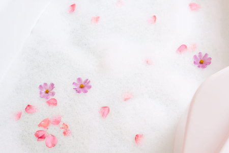 Bubble bath tub with flowers