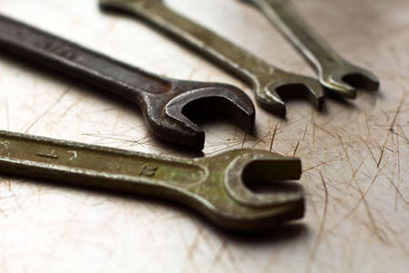 wrenches on a metal backgroundの写真素材