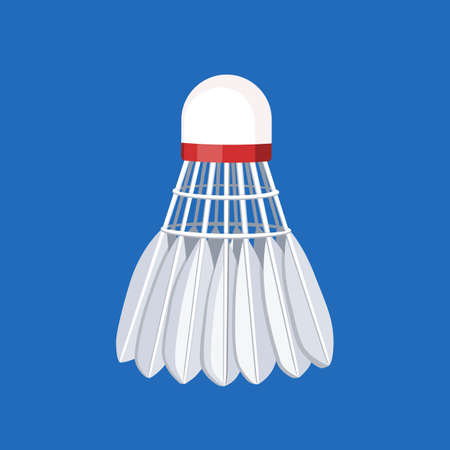 Classic shuttlecock for badminton with feathers, vector illustration. Flat design.のイラスト素材
