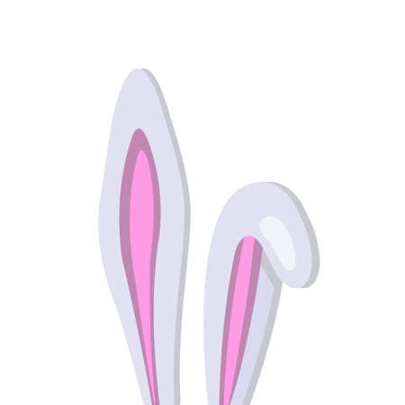 Bunny ears isolated on white background. Easter rabbit ears, vector flat illustration.のイラスト素材