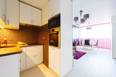 Detail of the kitchen and living roomの写真素材