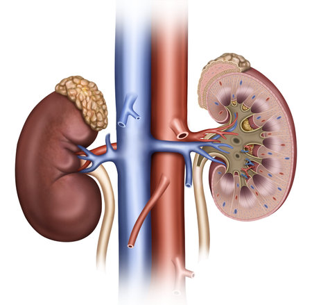 descriptive and schematic image deseccionado kidney with component elements