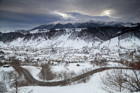Winter mountain landscape in Transylvaniaの写真素材
