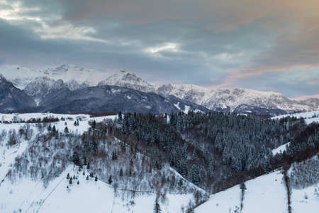 Winter landscape in Parang Mountains at Ranca, Transalpinaの写真素材