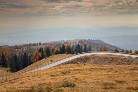 Mountain road scenic in autumnの写真素材