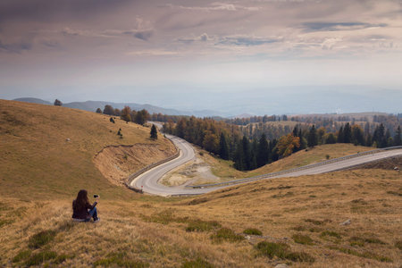 Mountain road scenic in autumn