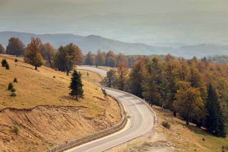 Mountain road scenic in autumnの写真素材