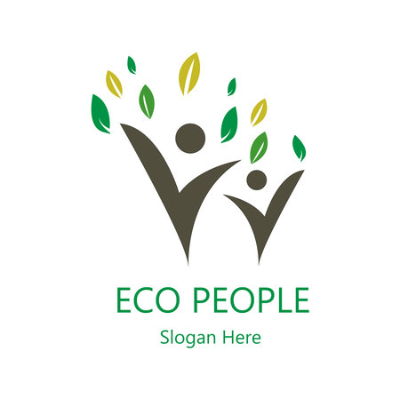 Eco Logo. Healthy people fly abstract vectorの写真素材