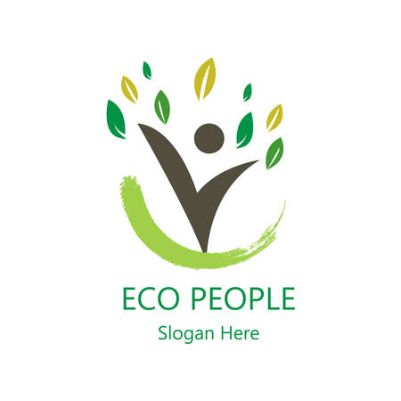 Eco Logo. Healthy people fly abstract vectorの写真素材