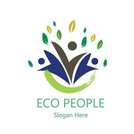 Eco Logo. Healthy people fly abstract vectorの写真素材
