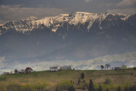 Summer landscape in the transylvanian hills, at Bran, Romaniaの写真素材