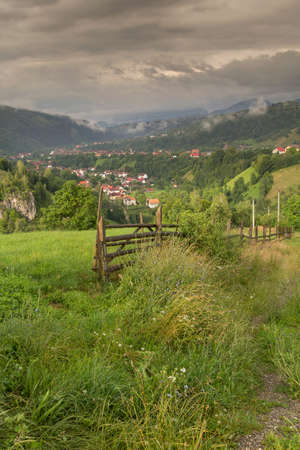 Summer landscape in the transylvanian hills, at Bran, Romaniaの写真素材